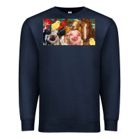 Navy Farm animals with aztec Premium Sweatshirt - RanaPortraitStore