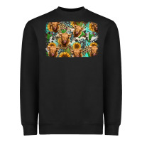 Black highland cow western background Heavyweight Sweatshirt - Jasminsmagicworld