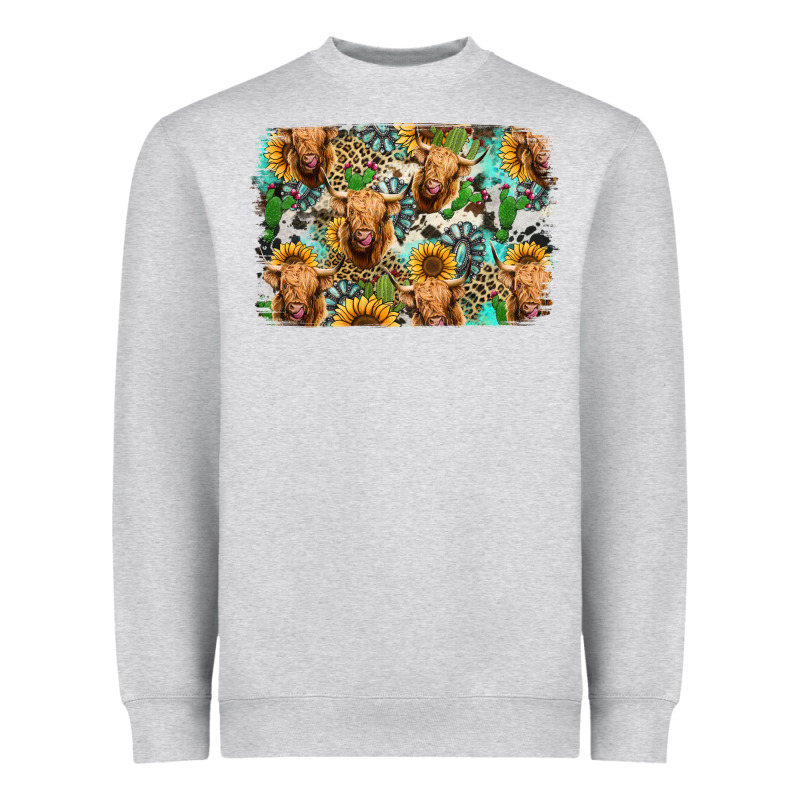 Highland Cow Western Background Heavyweight Sweatshirt by Jasminsmagicworld | Teevron