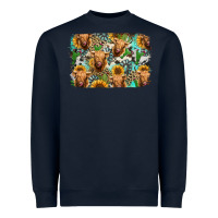 Navy highland cow western background Heavyweight Sweatshirt - Jasminsmagicworld