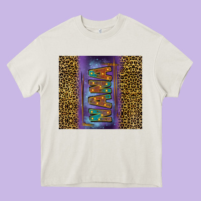 Leopard Nana Tumbler Heavy Core Tee Designed By Fadigitalartstudio