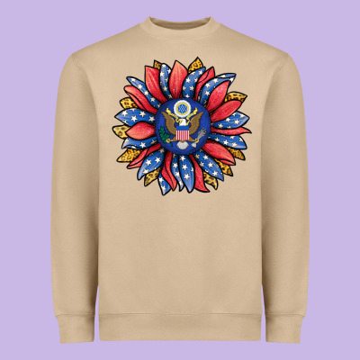 American Sunflower Heavyweight Sweatshirt Designed By Jasminsmagicworld
