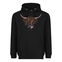 Black Black highland cow Heavyweight Hoodie - RanaPortraitStore