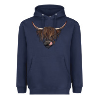 Navy Black highland cow Heavyweight Hoodie - RanaPortraitStore