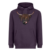 Plum Black highland cow Heavyweight Hoodie - RanaPortraitStore