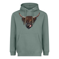 Sage Black highland cow Heavyweight Hoodie - RanaPortraitStore
