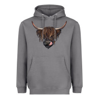 Storm Black highland cow Heavyweight Hoodie - RanaPortraitStore