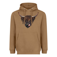 Toasted Coconut Black highland cow Heavyweight Hoodie - RanaPortraitStore