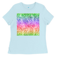 Baby Blue watercolor rainbow tiger seamless pattern Ladies Tee - BundleAndBundleShop