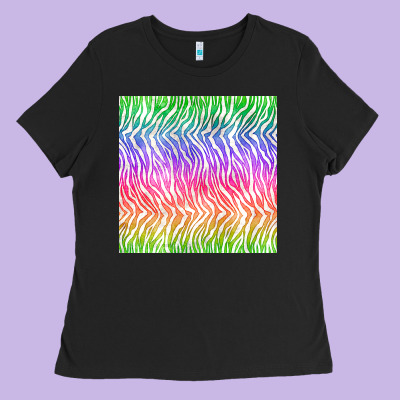 Watercolor Rainbow Tiger Seamless Pattern Ladies Tee Designed By Bundleandbundleshop