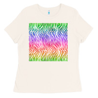 Bone watercolor rainbow tiger seamless pattern Ladies Tee - BundleAndBundleShop
