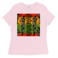 Bubblegum Pink african silhouette seamless pattern Ladies Tee - BundleAndBundleShop