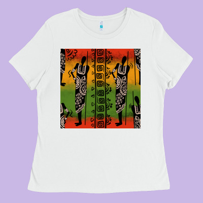 African Silhouette Seamless Pattern Ladies Tee Designed By Bundleandbundleshop