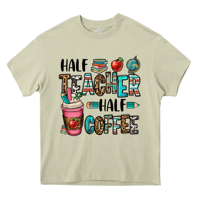 Half Teacher Half Coffee Heavy Core Tee by OliviaCreatesArt | Teevron