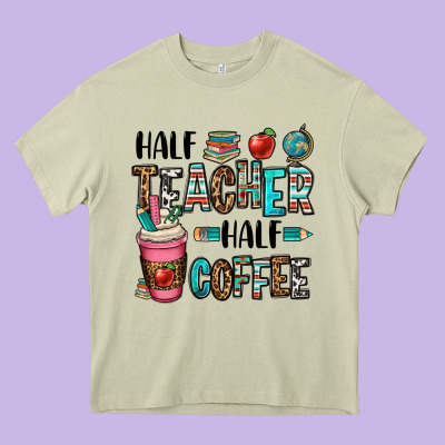 Half Teacher Half Coffee Heavy Core Tee Designed By Oliviacreatesart
