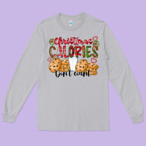 Christmas Calories Dont Count Long Sleeve Tee Designed By Cowhidedigitalart