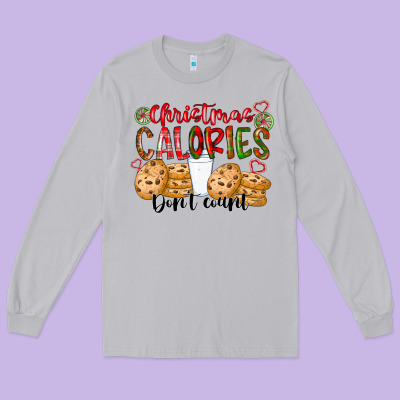 Christmas Calories Dont Count Long Sleeve Tee Designed By Cowhidedigitalart