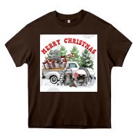 Chocolate Brown merry chrıstmas Heavy Core Tee - FaDigitalArtStudio