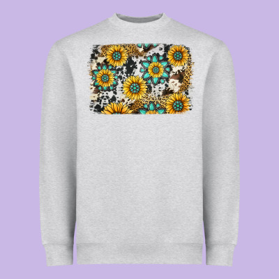 Gemstone Sunflower Cowhide Background Heavyweight Sweatshirt Designed By Jasminsmagicworld