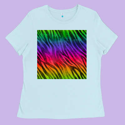 Colorful Zebra Seamless Pattern Ladies Tee Designed By Bundleandbundleshop