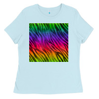 Baby Blue colorful zebra seamless pattern Ladies Tee - BundleAndBundleShop