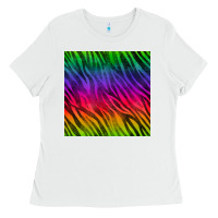 White colorful zebra seamless pattern Ladies Tee - BundleAndBundleShop