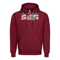 Burgundy volleyball coffee cups Zipper Hoodie - Jasminsmagicworld