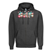 Charcoal Heather volleyball coffee cups Zipper Hoodie - Jasminsmagicworld