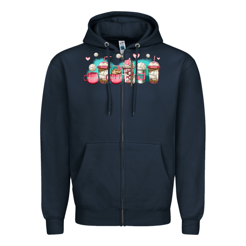 Volleyball Coffee Cups Zipper Hoodie by Jasminsmagicworld | Teevron