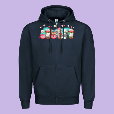 Volleyball Coffee Cups Zipper Hoodie Designed By Jasminsmagicworld