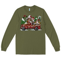 Army Green festive farm animal christmas truck Long Sleeve Tee - CowhideDigitalArt