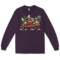 Plum festive farm animal christmas truck Long Sleeve Tee - CowhideDigitalArt