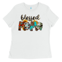 White Blessed Mama Ladies Tee - FaDigitalArtStudio