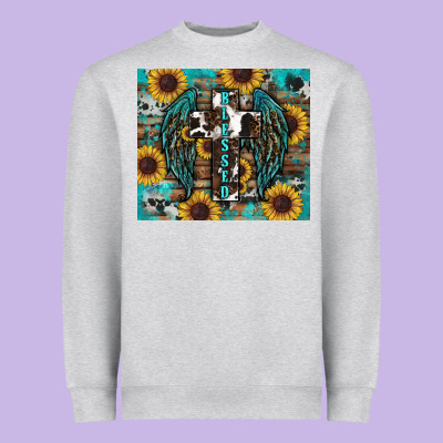 Western Blessed Sunflower's Heavyweight Sweatshirt Designed By Ranaportraitstore
