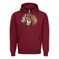 Burgundy Sneaker and heel afro woman Zipper Hoodie - RanaPortraitStore