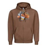 Chestnut Sneaker and heel afro woman Zipper Hoodie - RanaPortraitStore