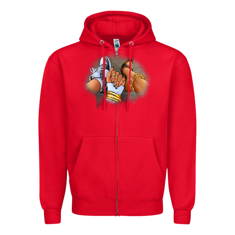 Sneaker And Heel Afro Woman Zipper Hoodie by RanaPortraitStore | Teevron