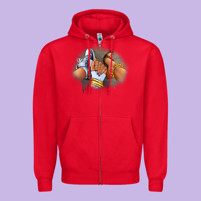 Sneaker And Heel Afro Woman Zipper Hoodie Designed By Ranaportraitstore