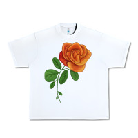 White Burst Of Joy Rose Urban Heavy Tee - LillyAllenDesigns