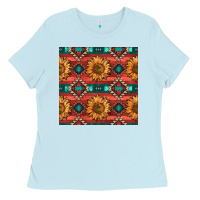 Baby Blue native american aztec seamless pattern 2 Ladies Tee - BundleAndBundleShop