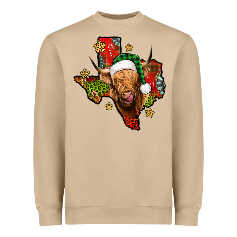 Christmas Texas Highland Cow Heavyweight Sweatshirt by Jasminsmagicworld | Teevron