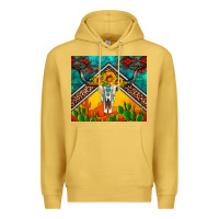 Antique Gold western sunflowers longhorn bull skull Premium Hoodie - Artiststas