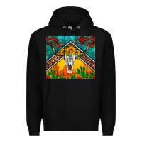 Black western sunflowers longhorn bull skull Premium Hoodie - Artiststas