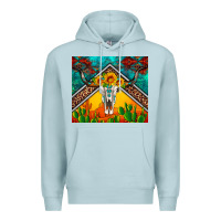 Blue Mist western sunflowers longhorn bull skull Premium Hoodie - Artiststas