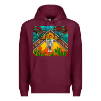 Burgundy western sunflowers longhorn bull skull Premium Hoodie - Artiststas