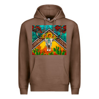 Chestnut western sunflowers longhorn bull skull Premium Hoodie - Artiststas