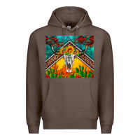 Coffee western sunflowers longhorn bull skull Premium Hoodie - Artiststas