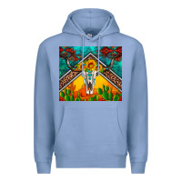 Colony Blue western sunflowers longhorn bull skull Premium Hoodie - Artiststas