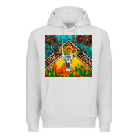 Dove Grey western sunflowers longhorn bull skull Premium Hoodie - Artiststas