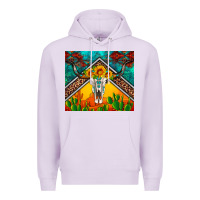 Lilac western sunflowers longhorn bull skull Premium Hoodie - Artiststas